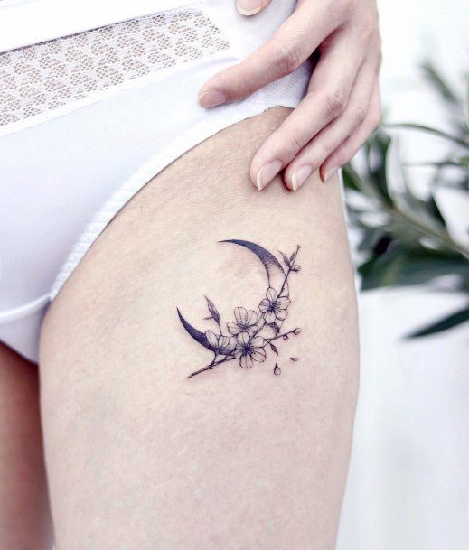 Pretty Flower Moon Tattoos Women