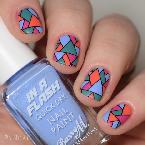 Pretty Geometric Nails Women