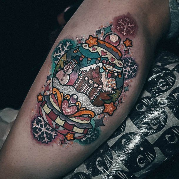 Pretty Gingerbread House Tattoos Women Leg Calf