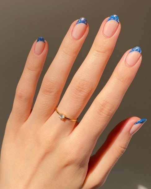 Pretty Glitter French Tip Nails Women