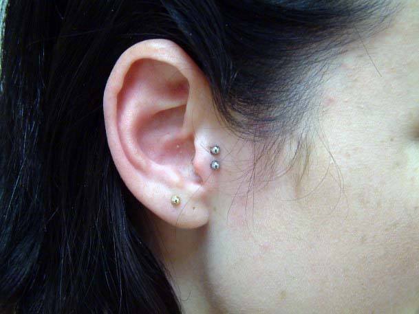 Pretty Gold Double Tragus Ear Piercing Ideas For Girls