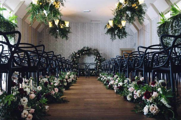 Pretty Greenery Wedding Aisle Decor