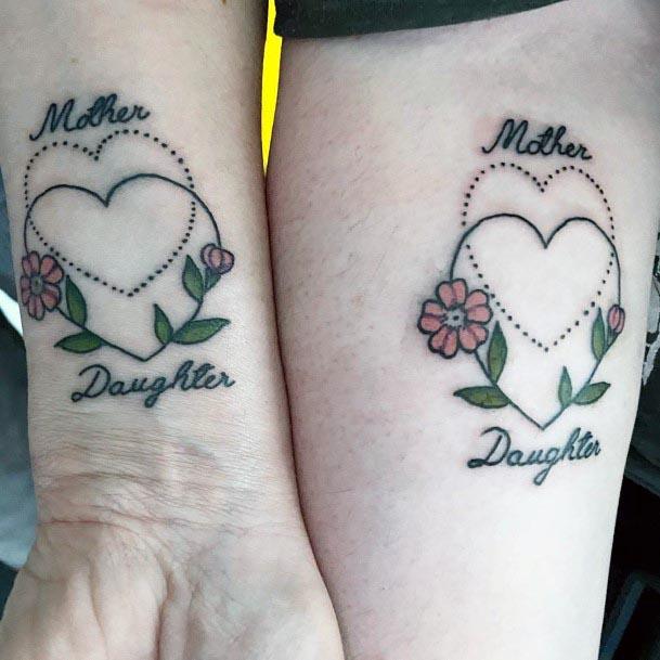 Pretty Hearts Mother Daughter Tattoo