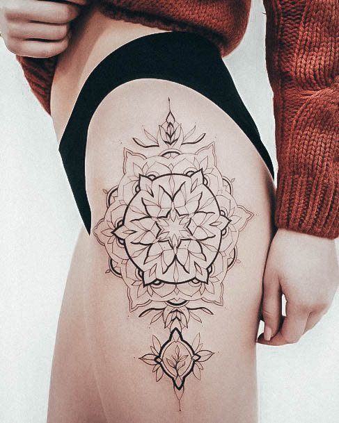 Pretty Hip Tattoos Women Geometric Mandala