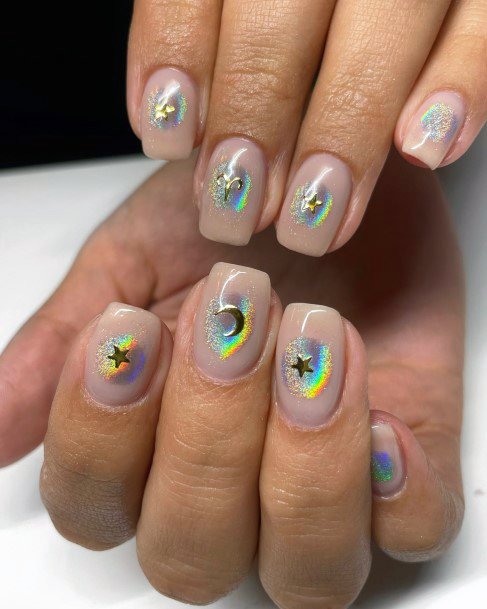 Pretty Holographic Nails Women