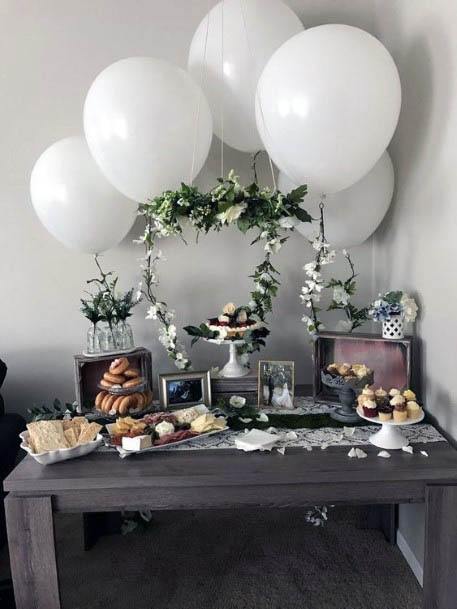 Pretty Large White Baloon Decor For Wedding Bar Ideas