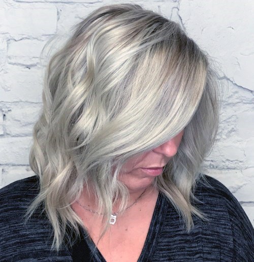 Pretty Light Blonde Waves Medium Length Hairstyles For Women Over 50