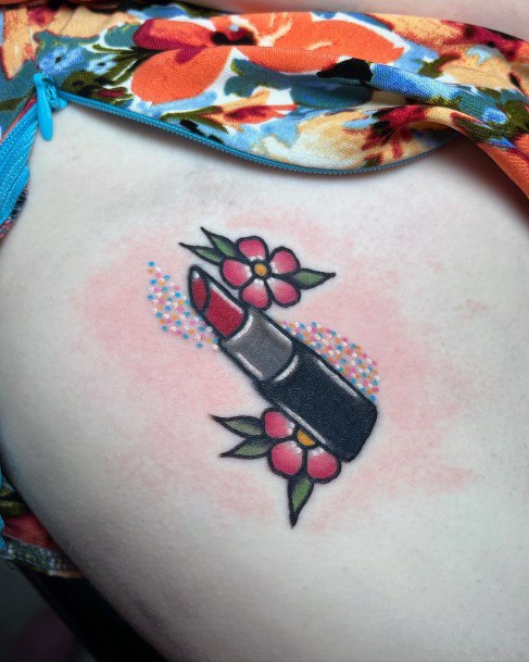 Pretty Lipstick Tattoos Women