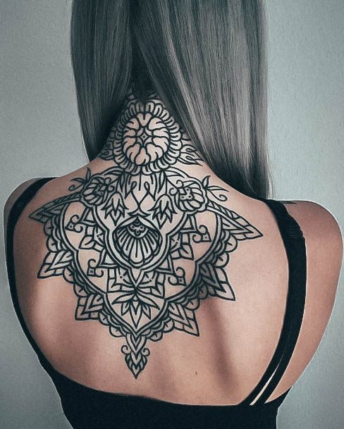 Pretty Mandala Tattoos Women Back