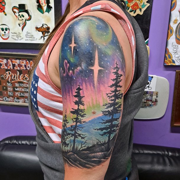 Pretty Northern Lights Tattoos Women