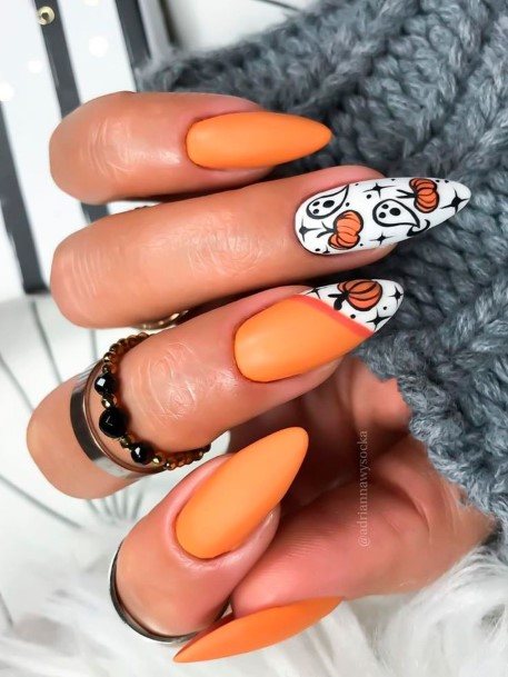 Pretty Orange And White Nails Women