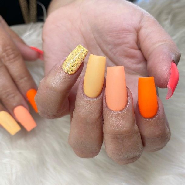 Pretty Orange Ombre Nails Women