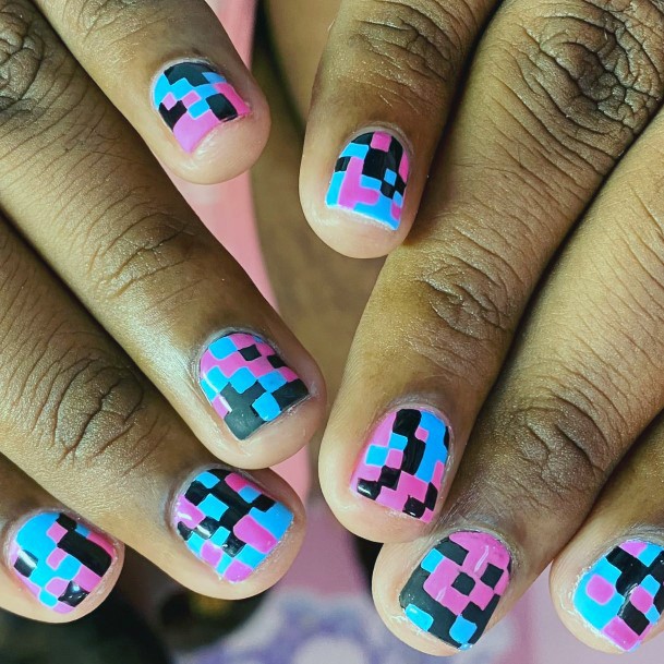 Pretty Pink And Blue Nails Women