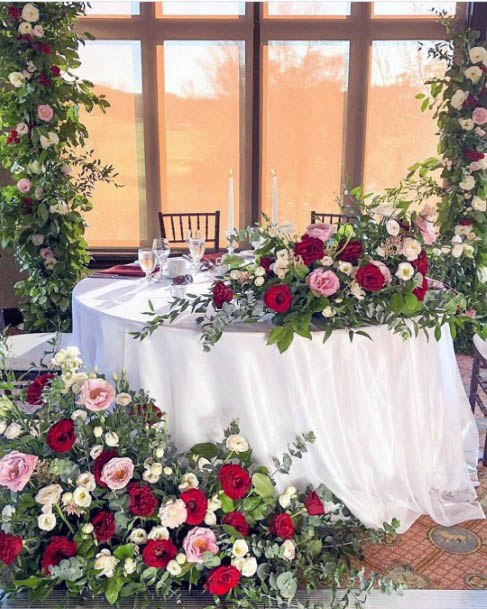 Pretty Pink And Red Roses Wedding Flowers