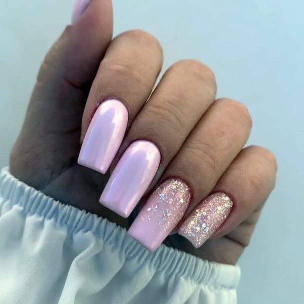 Pretty Pink Ombre With Glitter Nails Women