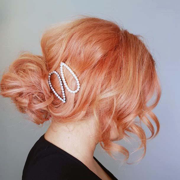 Pretty Pink Texture Bun Hairstyle For Women Low Bun Clips