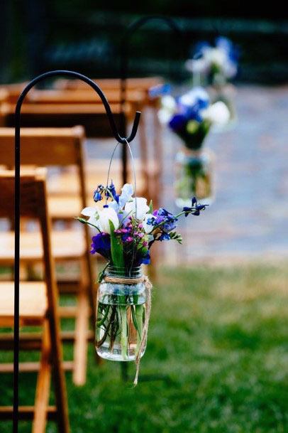 Pretty Purple Florals In Mason Jars Aisle Decor Wedding