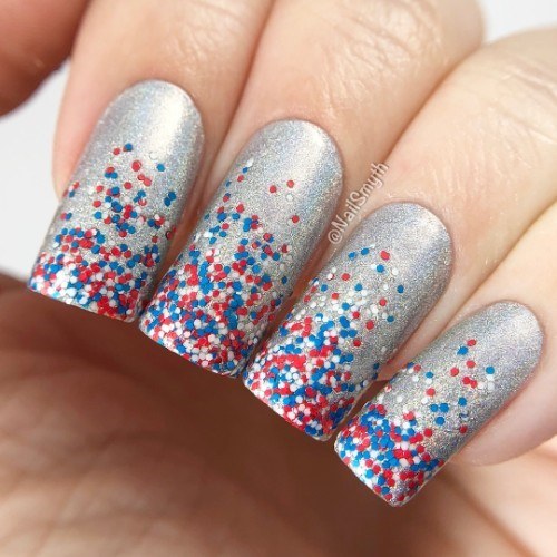 Pretty Red And Blue Nails Women