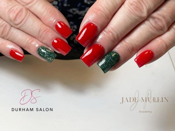 Pretty Red And Green Nails Women