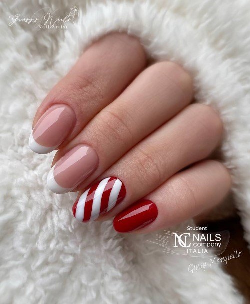 Pretty Red And White Nails Women