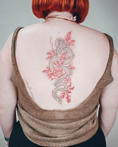 Pretty Red Dragon Tattoos Women