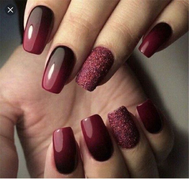 Pretty Red Ombre Nails Women