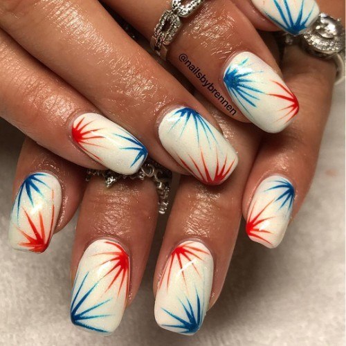 Pretty Red White And Blue Nails Women