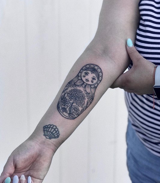 Pretty Russian Nesting Doll Matryoshka Tattoos Women