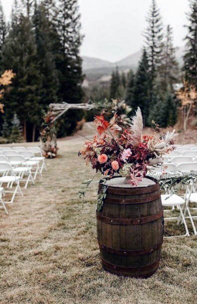 Pretty Rustic Wedding Flowers Barrel Art