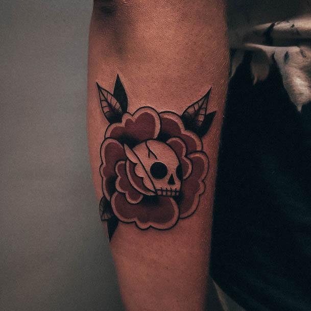 Pretty Skull And Rose Tattoos Women