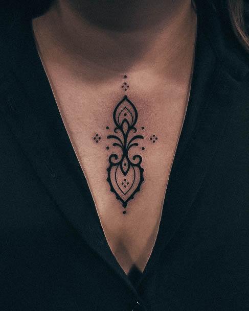 Pretty Small Chest Tattoos Women