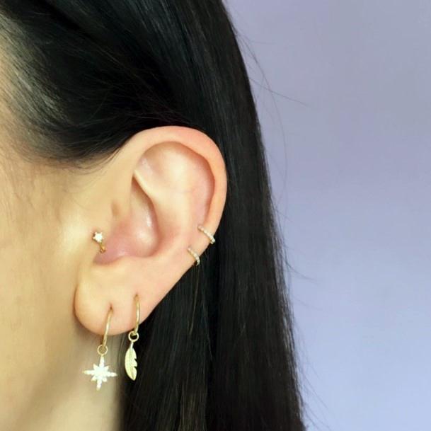 Pretty Sparkling Multiple Ear Piercings For Women