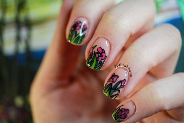 Pretty Stained Glass Nails Women