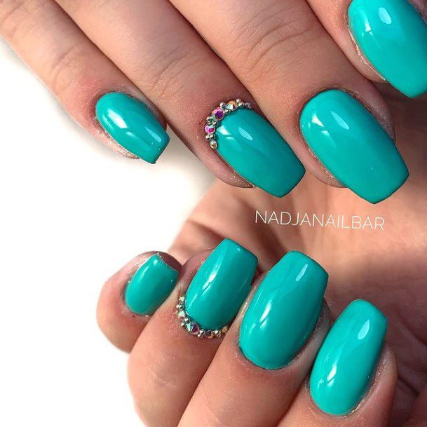 Pretty Teal Turquoise Dress Nails Women