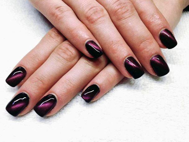 Pretty Trendy Purple Streak Black Nail Design For Ladies