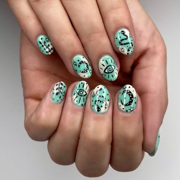 Pretty Turquoise Ombre Nails Women