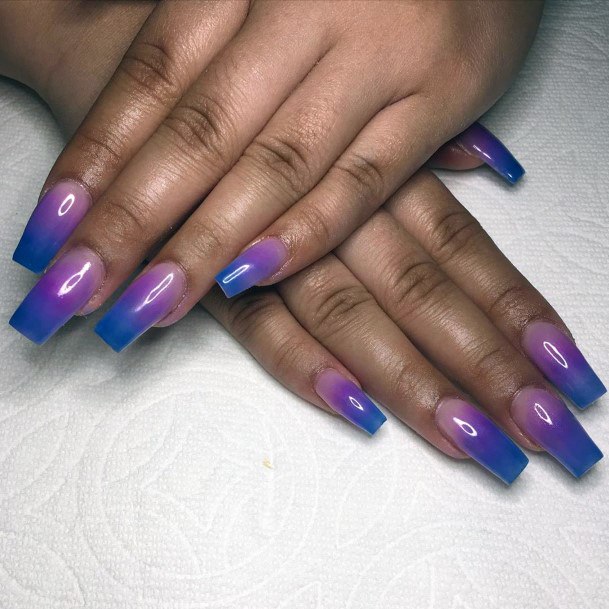Pretty Two Tone Ombre Nail Ideas Blue And Purple Ideas For Women
