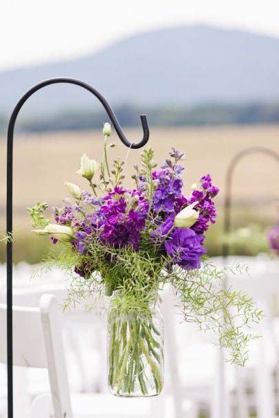 Pretty Vibrant Purple Flower Bouquet Wedding Decor Ideas