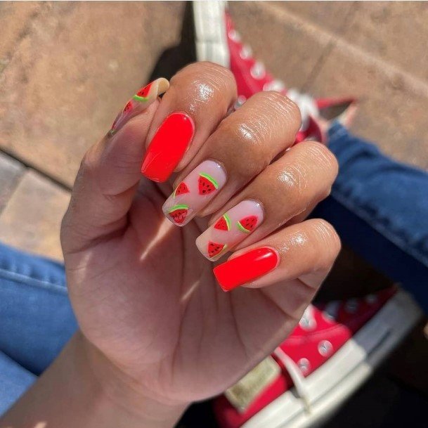 Pretty Watermelon Nails Women