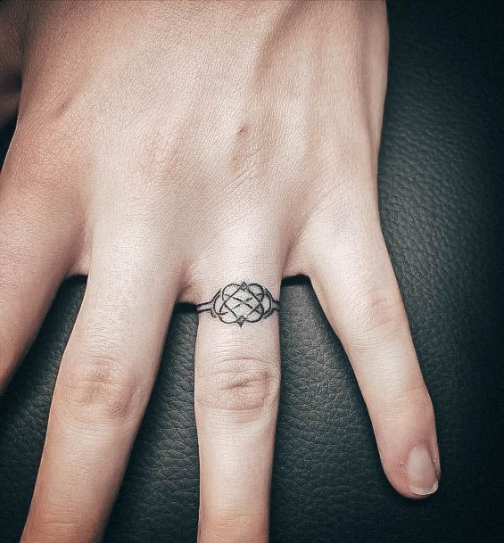 Pretty Wedding Ring Tattoos Women