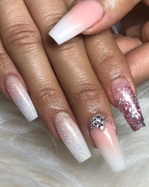 Pretty White And Nude Nails Women