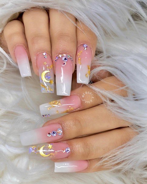 Pretty White Ombre Nails Women