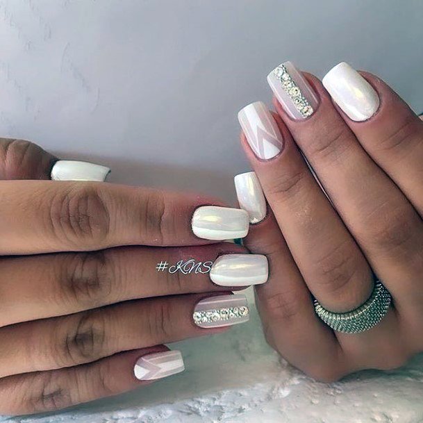 Pretty White Prom Nails Women