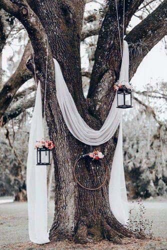 Pretty White Robed Wedding Tree Decor