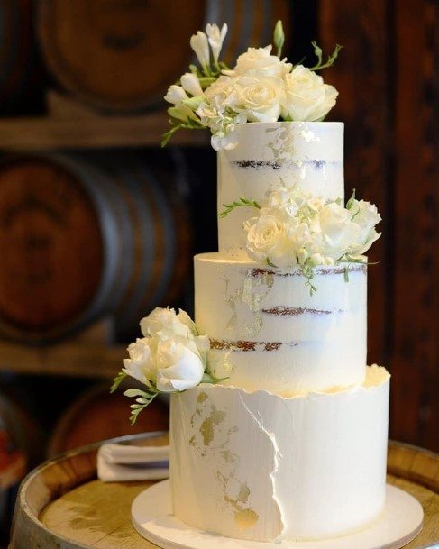 Pretty White Roses Wedding Cake Toppers