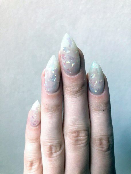 Pretty White Shaded Glass Nails Women