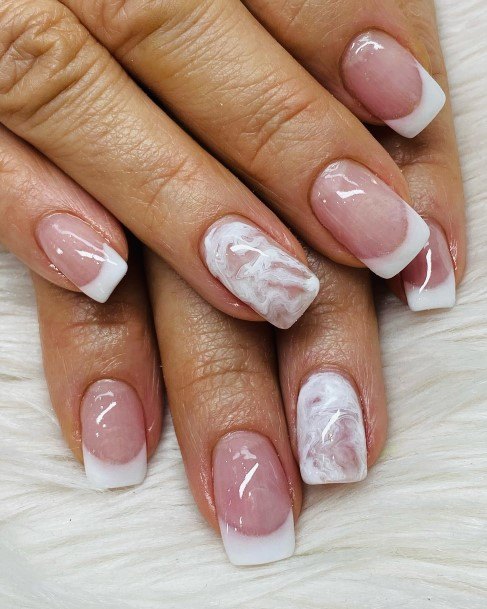 Pretty White Square Nails Women