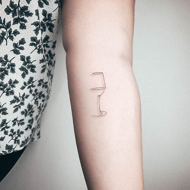 Pretty Wine Glass Tattoos Women