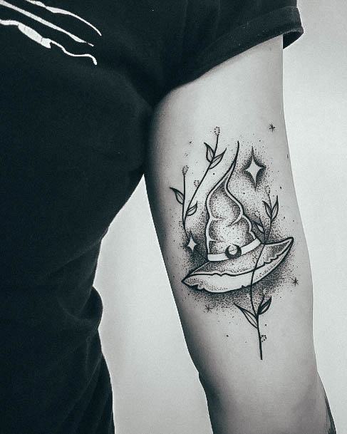 Pretty Witch Hat Tattoos Women