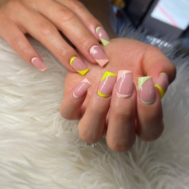 Pretty Yellow And Pink Nails Women